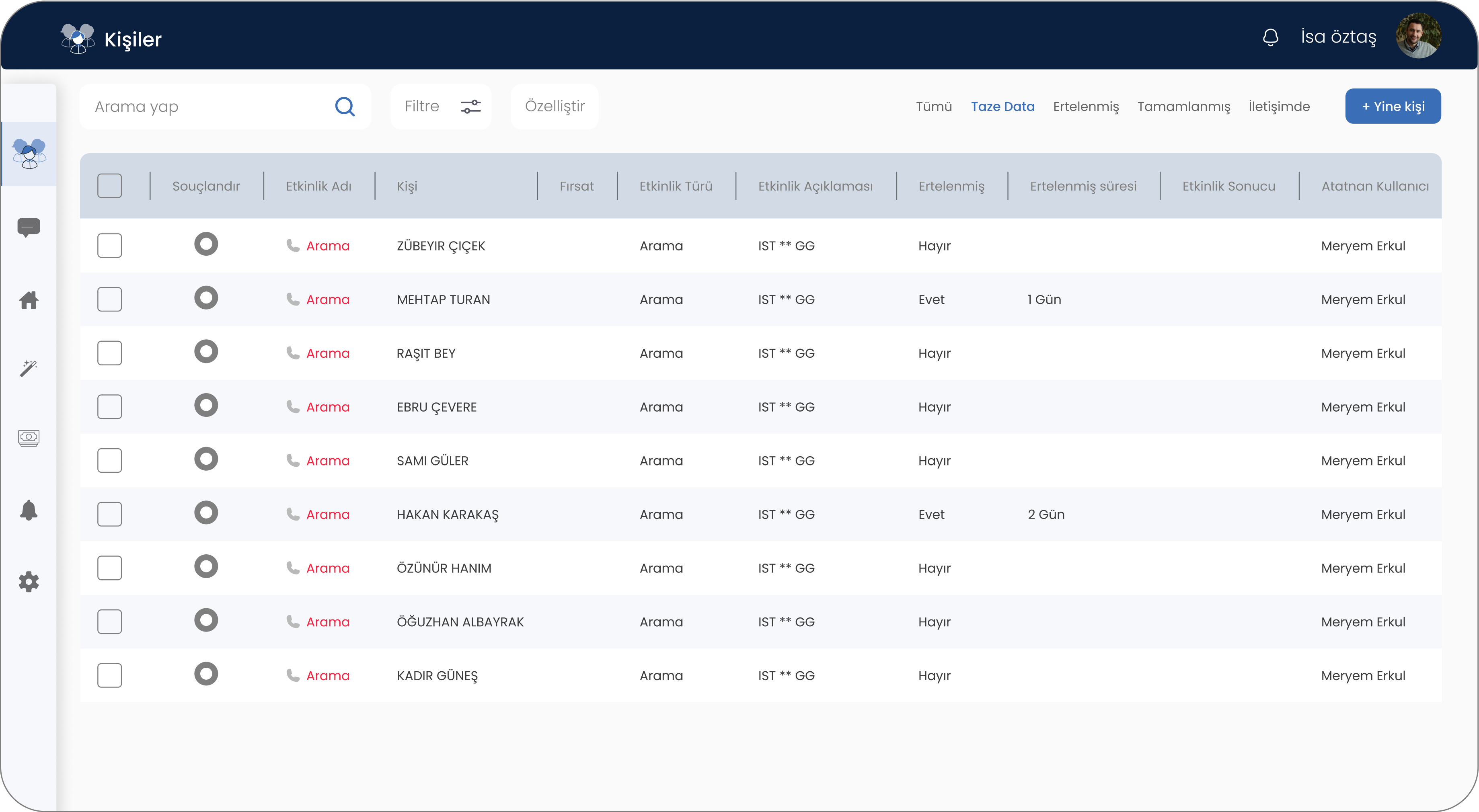 ulakBELL CRM ve çok kanallı iletişim yönetimi ekranı